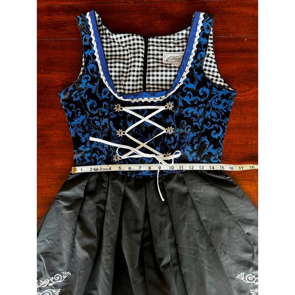 Edelweiss Barvarian Dirndl Dress Blue & Black -Dress Only Sz S Cottagecore Dress - Picture 9 of 11